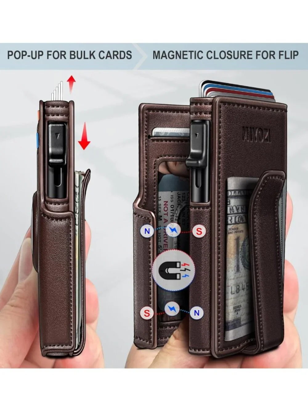 Slim RFID Blocking Wallet with Money Clip & Pop-Up Card Holder - Gift Box